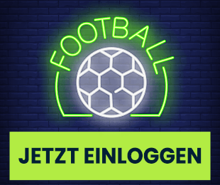 Neonleuchte mit Fußballmotiv und dem Schriftzug Football über einem Login Button